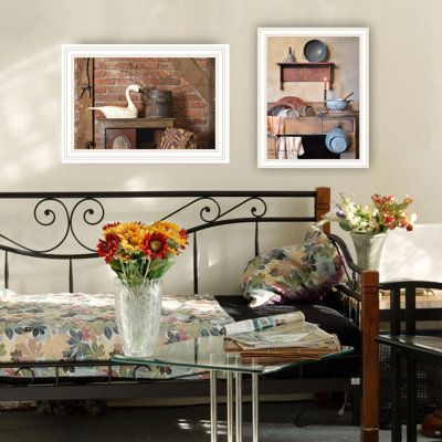 Trendy Decor 4U 2 Piece Vignette Home Sweet Home White Framed Wall Art For Living Room, Bedroom Wall Art Print For Home Decor By Billy Jacobs
