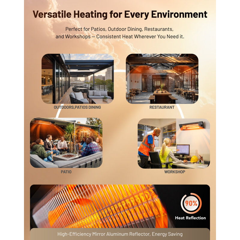DR-238 Outdoor Carbon Infrared Heater for Restaurant, Patio, Yard, Garage and Decks, Standard