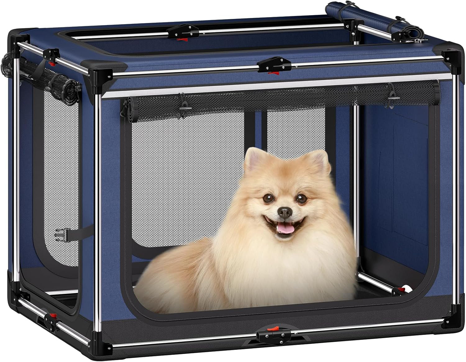 Latitude Run® Foldable Soft Sided Dog Crate - 360° Ventilated Mesh ...