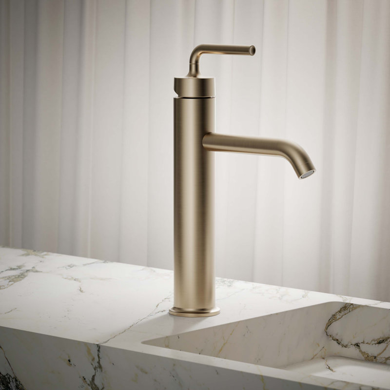 Purist Vessel Sink Bathroom Faucet with Drain Assembly, Vibrant Brushed Bronze