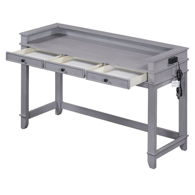 Ensemble de table de salle à manger pour 3 personnes TREXM, ensemble de table et chaises de cuisine rétro avec 3 tiroirs de rangement, idéal pour les petits espaces