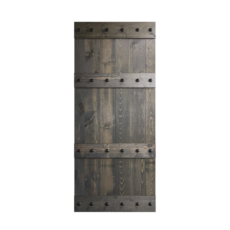 Porte de grange à panneaux en bois Castle, Gris carbone, 36 po x 84 po