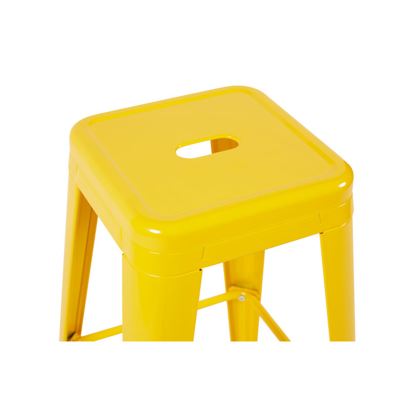 Tabourets de bar en métal jaunes, hauteur de comptoir 76 cm (30 pouces), sans dossier, ensemble de 4, non empilables, peu encombrants, faciles à assembler, pour îlot de cuisine, bar, salle à manger, imperméables et résistants aux charges lourdes, structure antirouille.