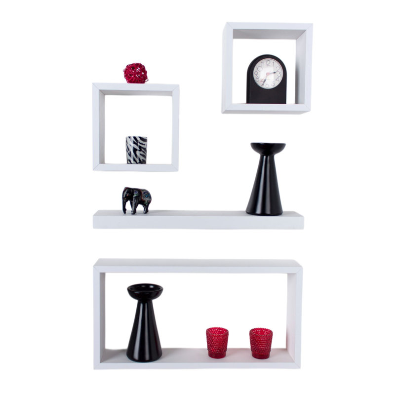 Recessed Wall Shelf, 4 Piece Wall Shelf Kit, White