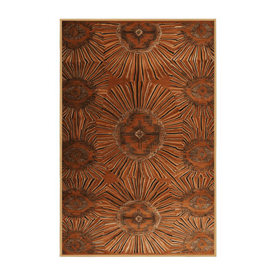 Machine Washable Art Deco Brown Area Rug