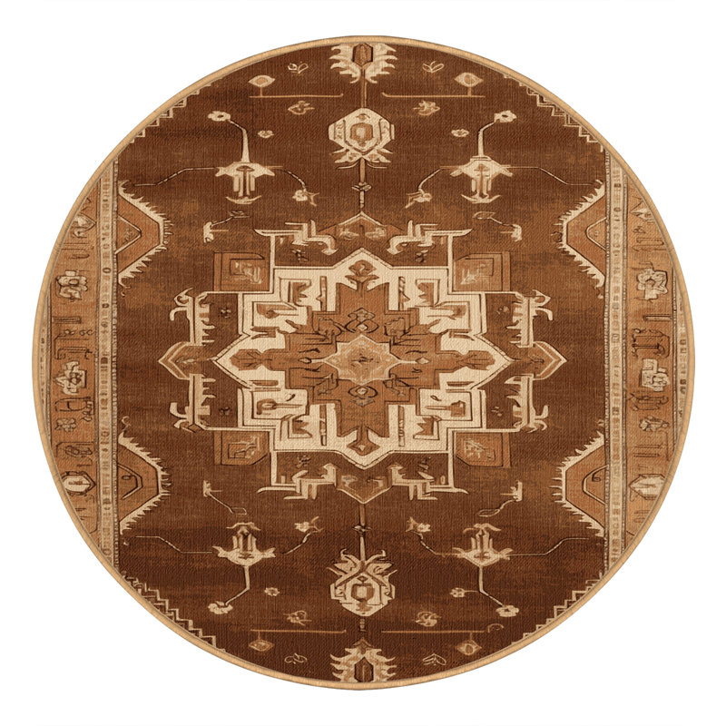 Tapis brun lavable à la machine, Rond 7 pi