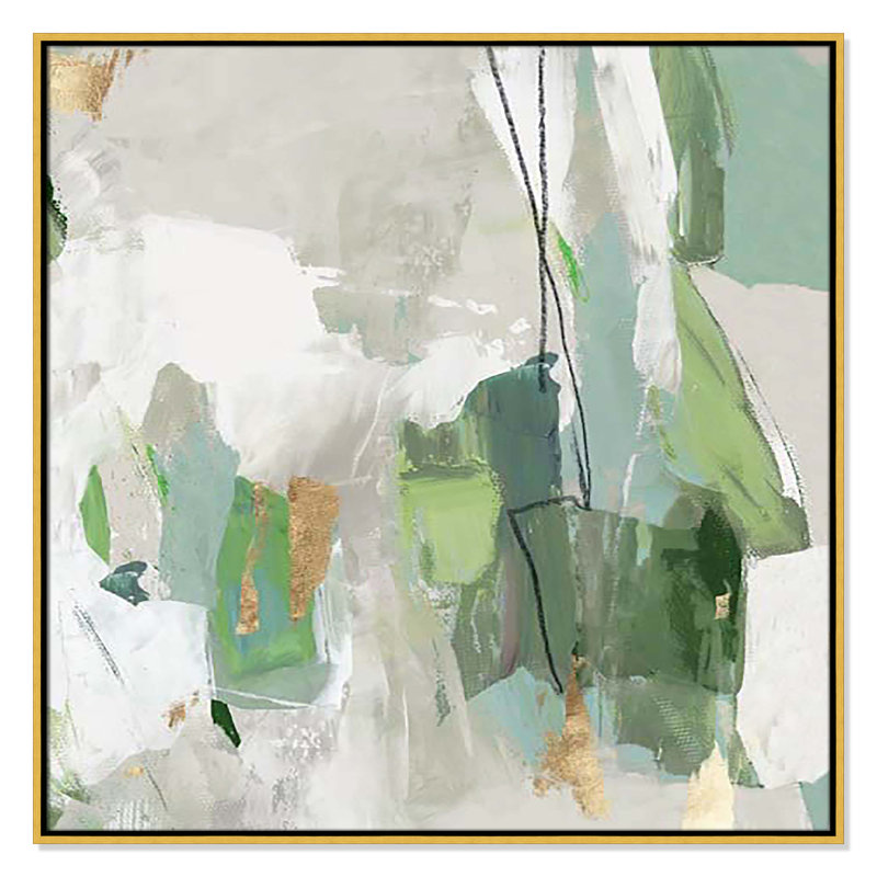 Enchanted Emerald II Print by Tom Reeves, 37.5" H x 37.5" W x 2" D, Gold Floater Framed