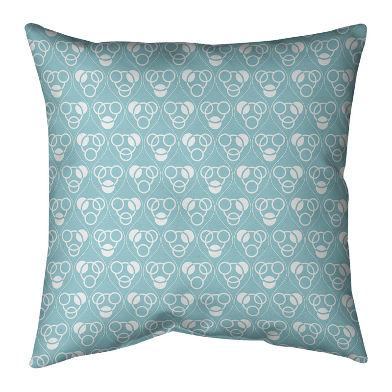 Coussin décoratif classiques des cercles et des vagues, Duvet synthétique, H 16 po x l 16 po, Sarcelle clair