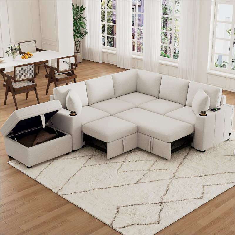 Canapé-lit modulaire convertible en L 84,7 po