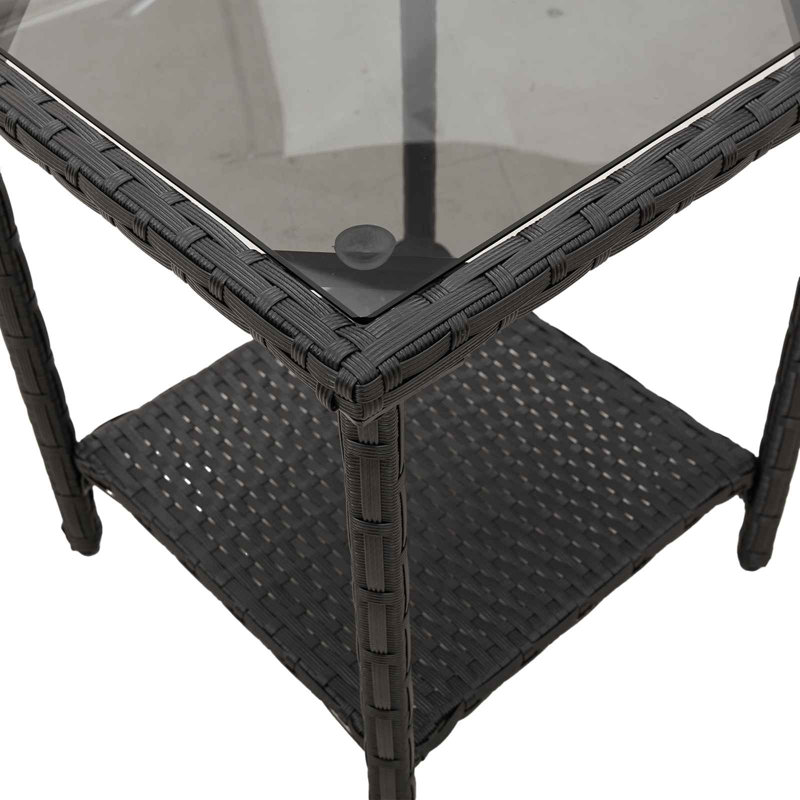  Outdoor Sofa Set With Cushion With Shelf 2 Pcs Poly Rattan Modern Patio