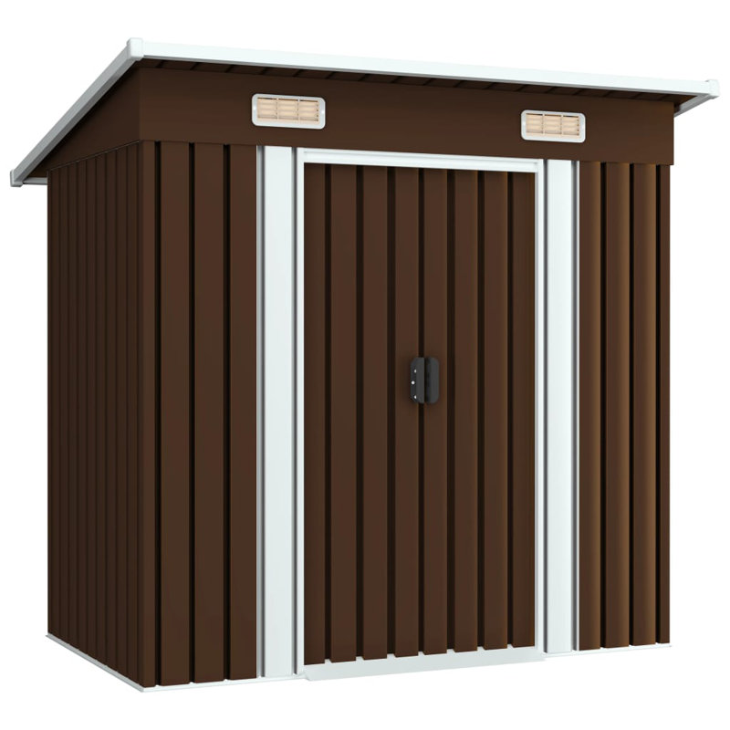 vidaXL Garden Shed Metal Outdoor Patio Storage Organiser Cabin Multi Colours, Brown