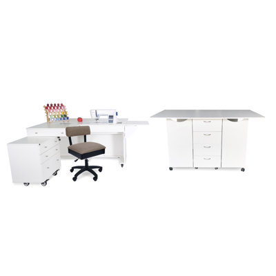 57.62'' x 21'' Foldable Sewing Table with Sewing Machine Platform