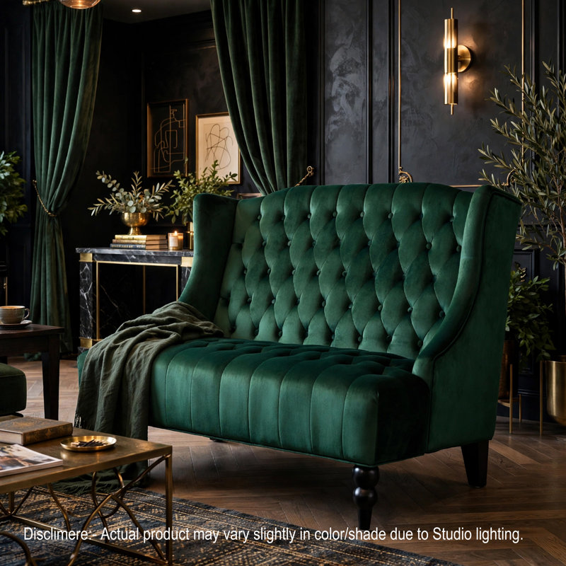 Carolina Upholstered 50.25 " Loveseat, Emerald Velvet