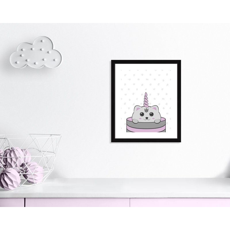 Caticorn I, art encadré, H 24,5 po x l 20,5 po x P 0,63 po, Cadre blanc