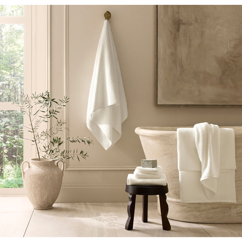 Turkish Ribbed Ribbed Washcloth Set, Cream