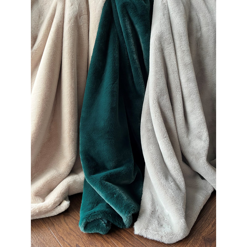 Marilynn Faux Fur Throw Blanket, Grey