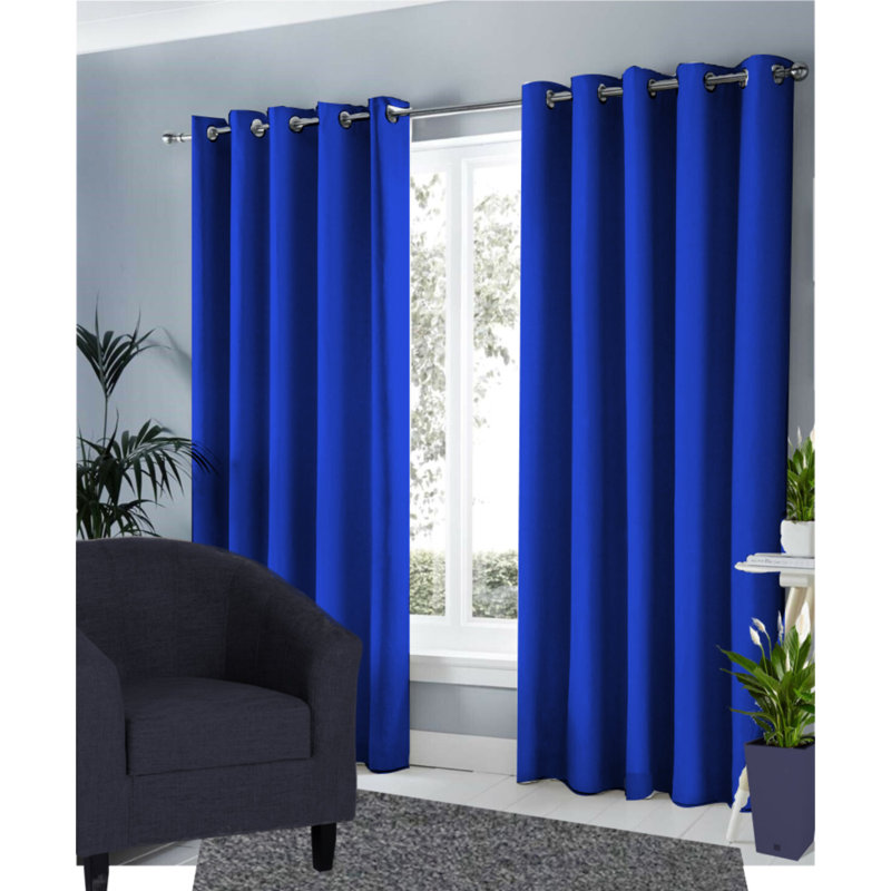 Eadyn Room Darkening Curtain Pair, Width 167 x Drop 137cm, Royal Blue