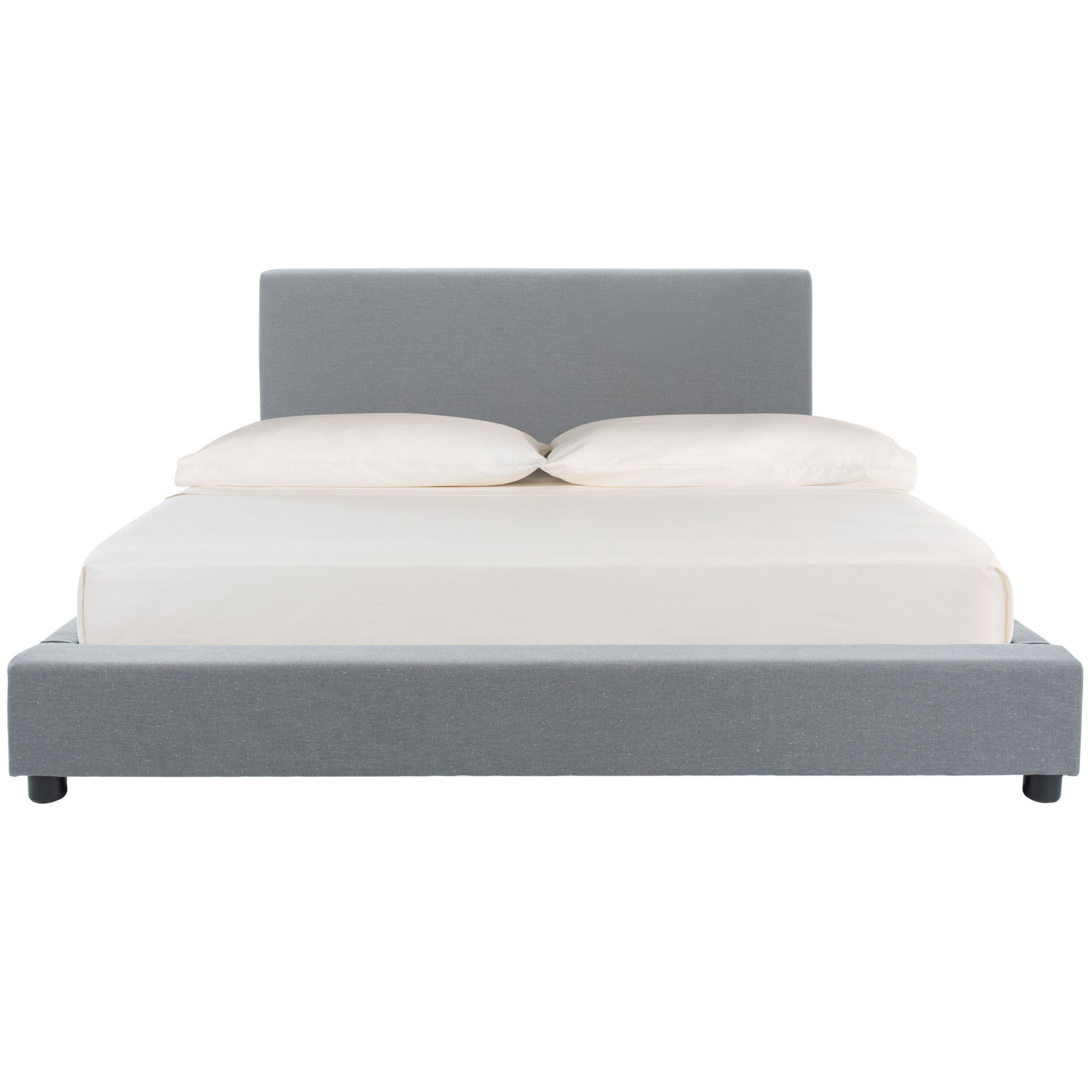 Classic Upholstered Bed with 2 Nightstands in Velvet House of Hampton Bed Size: Queen, Color: Light Gray