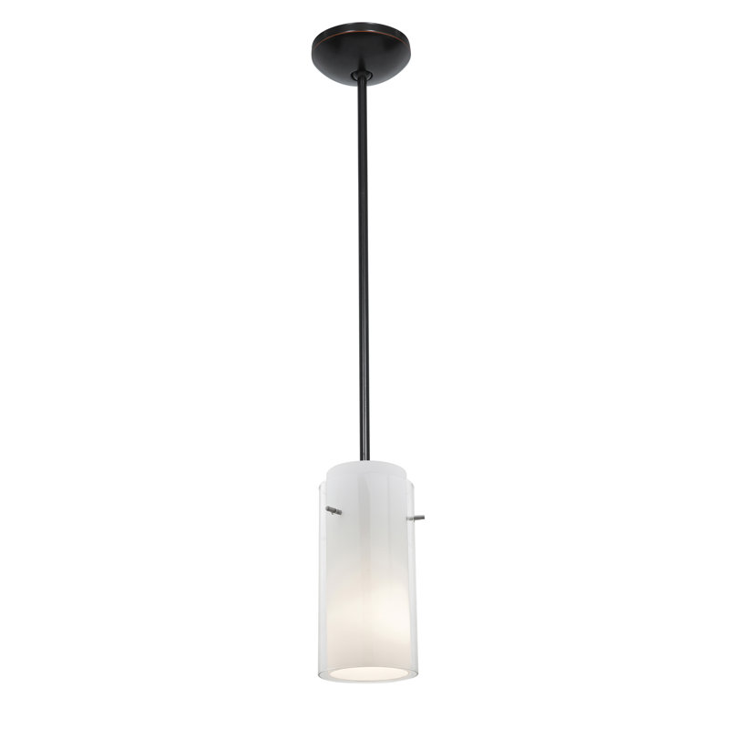 Nygaard 1 - Light Single Pendant, Rod, Clear Outer Opal Inner, Oil Rubbed Bronze