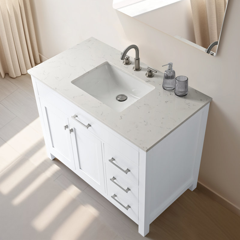 Trevor 42" W Single Vanity, White/Brushed Nickel