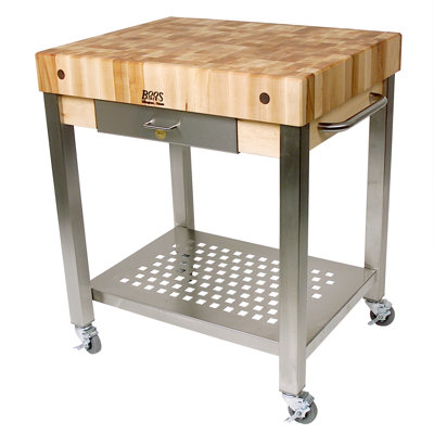 Cucina 24 " W Prep Table with Maple Solid Wood Top