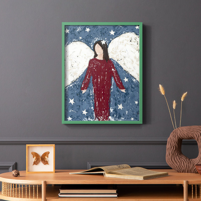 Angels Chacun II, reproduction encadrée - bois massif, H 10 po x l 8 po, Vert