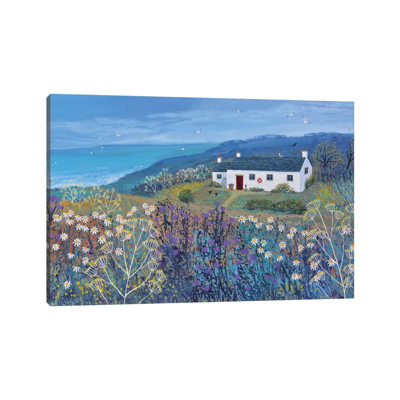 «A Place by the Sea» par Jo Grundy - reproduction d'art, Pas de tapis, H 26 po x l 40 po x 1,5 po, Toile tendue