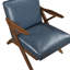Chaise d'appoint en bois d'hévéa brun avec revêtement en similicuir bleu pour le salon principal et les sièges-1688034435-1688034434