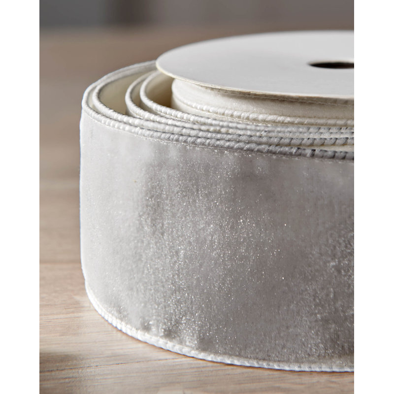 910cm Solid Colour Velvet Ribbon, Silver