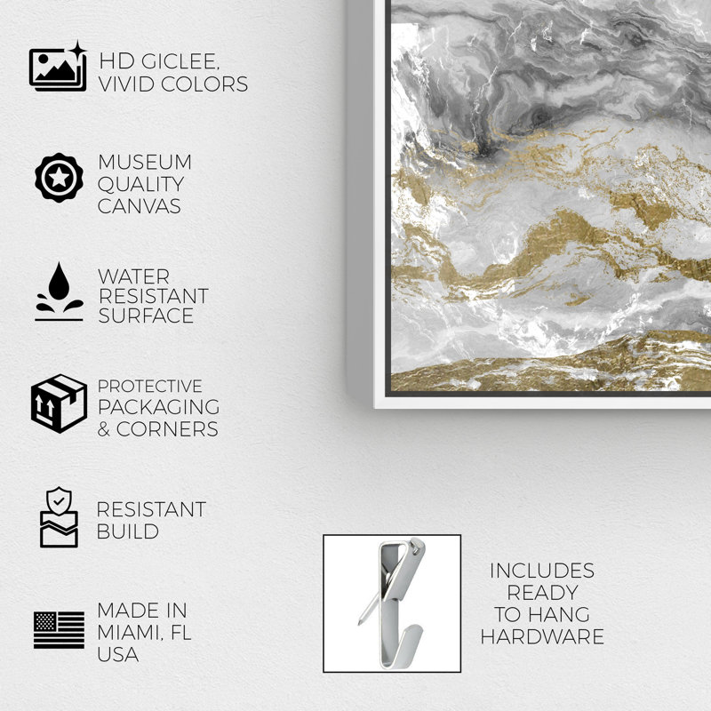 Abstrait Grazie Mille Geode Crystals - impression, Cadre flottant blanc, H 30 po x l 20 po