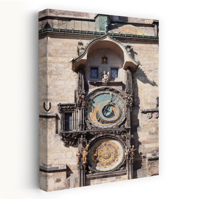 Horloge astronomique à l'ancien hôtel de ville, place de la vieille ville, art contemporain, H 48 po x l 32 po
