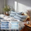 Ensemble de housse de couette et de coussin à rayures bleues et blanches Calm Tides-124288285