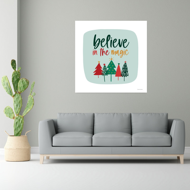 Believe In The Magic, art abstrait contemporain d'arbre de Noël, H 48 po x l 48 po