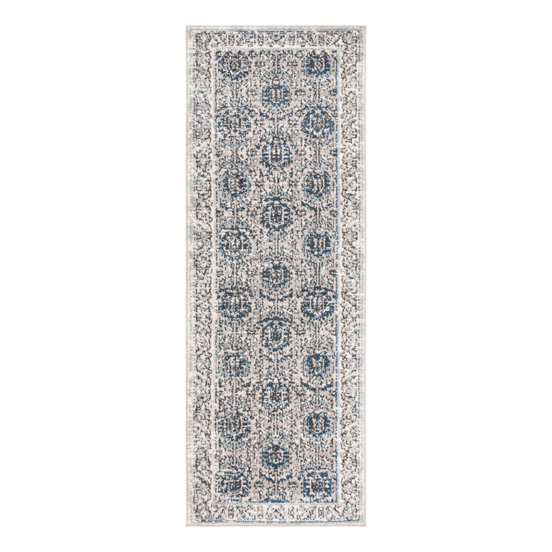 Tapis gris / ivoire / bleu Weingartner, Tapis de couloir 2 pi x 6 pi