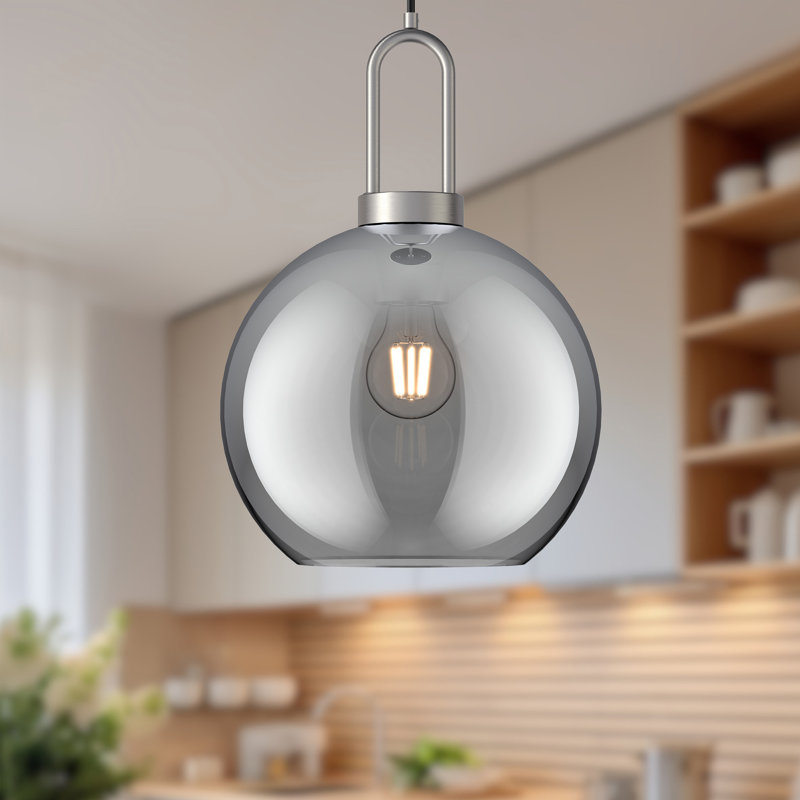 Luminaire suspendu Shiloh, Nickel brossé, Cuivre, H 14,38 po x l 9,88 po x P 9,88 po