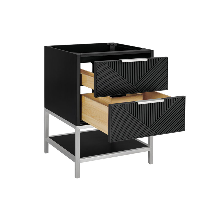 Diamond 24'' W Single Vanity, White Quartz, Charcoal Black, Brushed Nickel