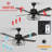 Datzer 52'' Industrial Ceiling Fan with Light Kit Reversible Motor