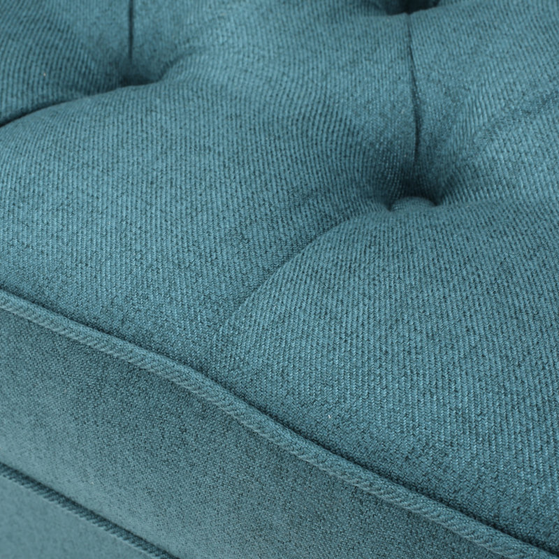 Fauteuil d'appoint rembourré bleu sarcelle foncé - fournit du lin texturé à assise supplémentaire avec garniture