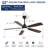 52 Inch Classics Ceiling Fan With Led Light 6 Speed Wind 5 Blades Remote Control DC Motor For Indoor