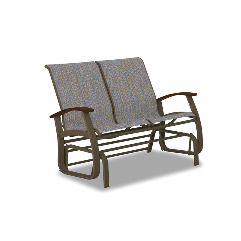 Belle Isle Outdoor Glider, Textured Beachwood, Kona P10, Aqua