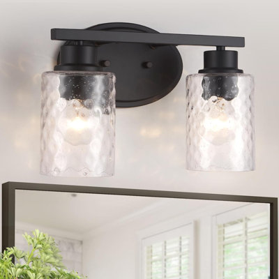 Modern Bathroom Vanity Light Fixture With Seeded Hammered Glass, Wall Mounted Rustproof Design For Bathroom Mirror And Decorative Spaces