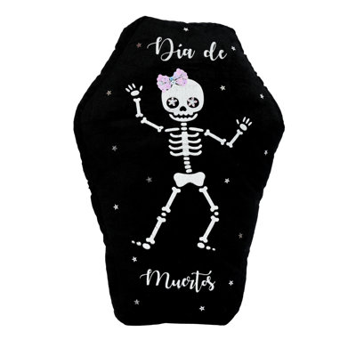 15" Printed and Embroidered Skeleton Pillow