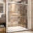 Aluminum Frame Material Double Sliding Opening Shower Door  - 1/4" (6Mm) Clear Tempered Glass With Explosion-Proof Film, Dual Stainless Steel Handles-124402474