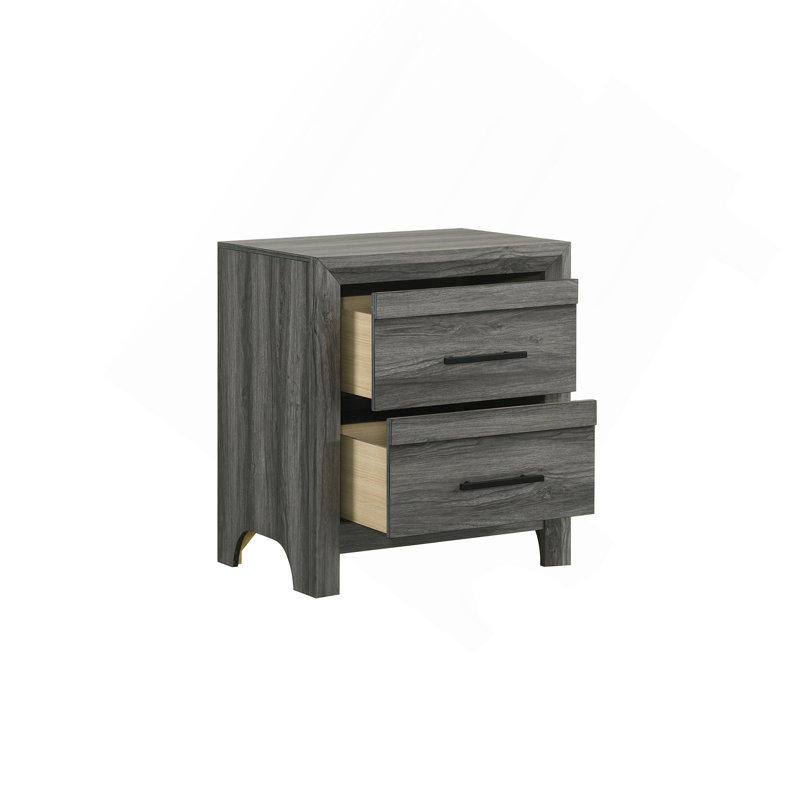 Table de chevet 2 tiroirs Denver, Gris
