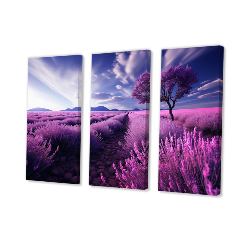 " France Lavender Fields Symphony " 3 - Pieces, 40" H x 60" W x 1" D