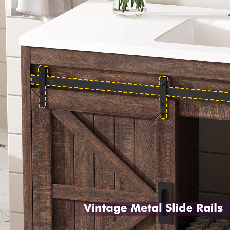 Meuble-lavabo simple 48 po Farmhouse, Brun, 48"