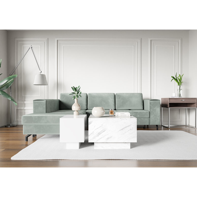 Coffee Table Celka with Storage Compartment, 40cm H x 30cm L x 60cm W, White