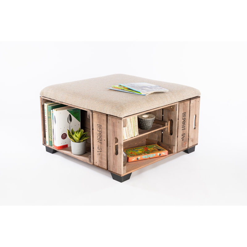 Krugerville 82cm Wide Square Tartan Ottoman with Storage