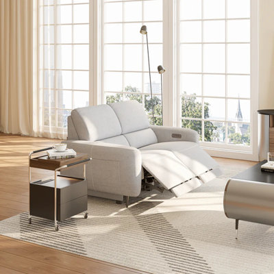 Canapé inclinable mural Power Zero, canapé inclinable 3 places avec ports USB et Type-C et plateau de table rabattable