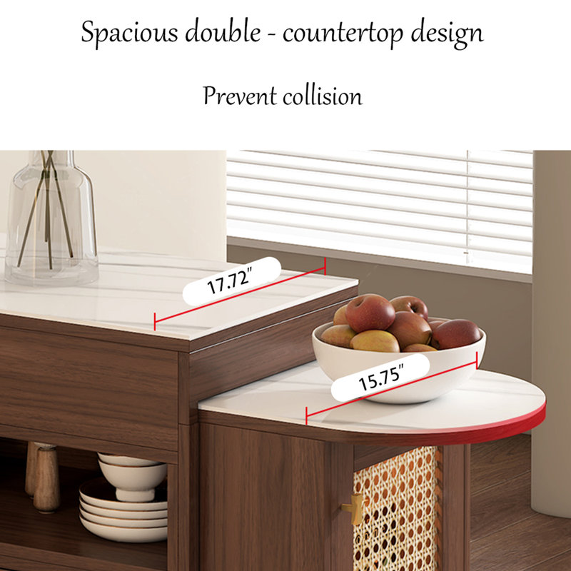 Table de bar extensible en imitation rotin de style moyen âge, H 43,31 po x L 70,87 po x l 17,72 po